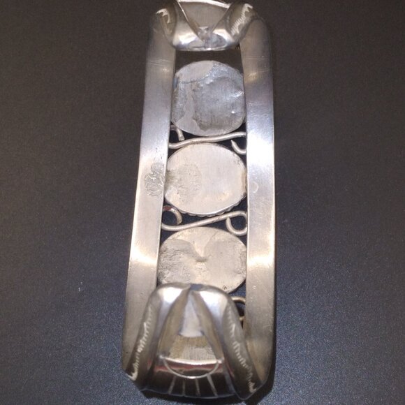VTG Navajo Sterling Silver Faux Turquoise Cuff Bracelet 80 grams man or woman - Picture 2 of 7
